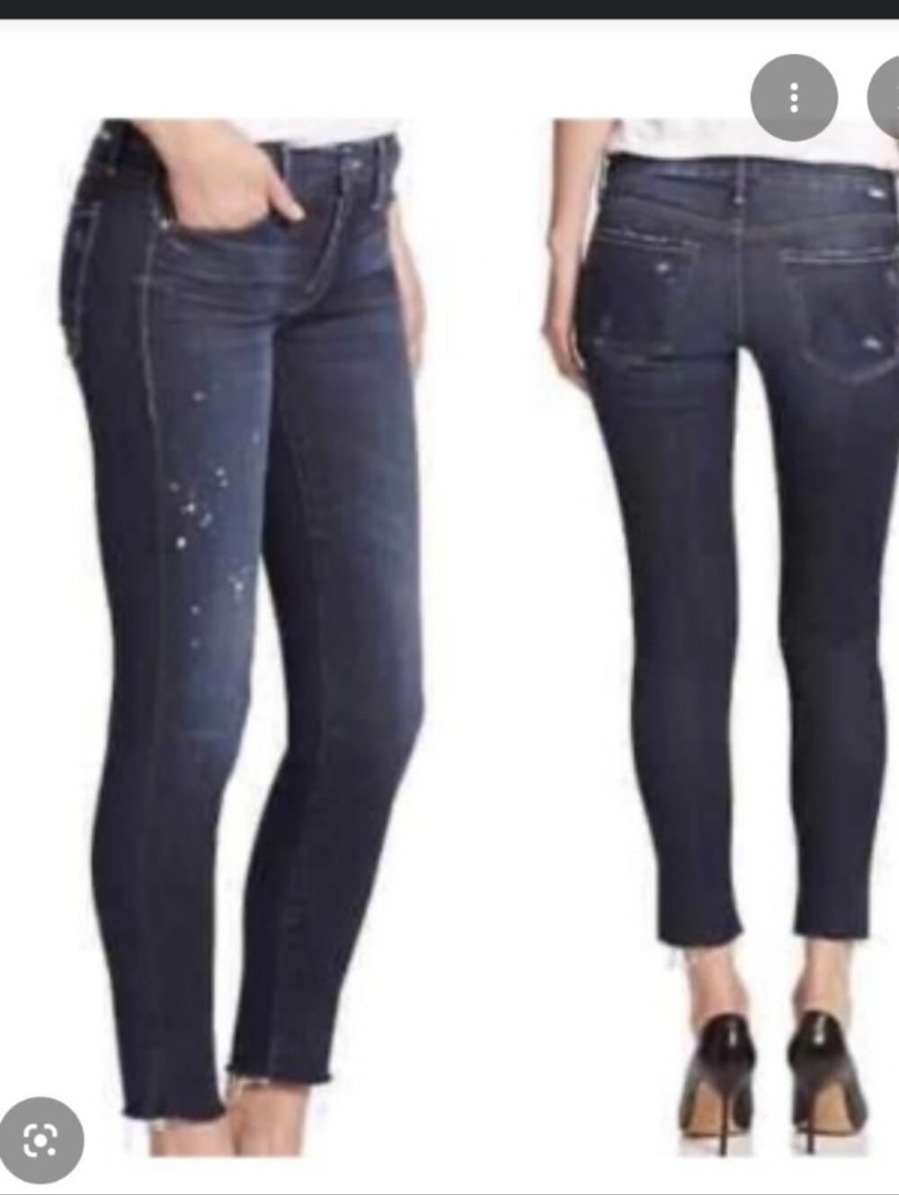 Mother The Looker Ankle Fray Jeans Paint Splatter All Work